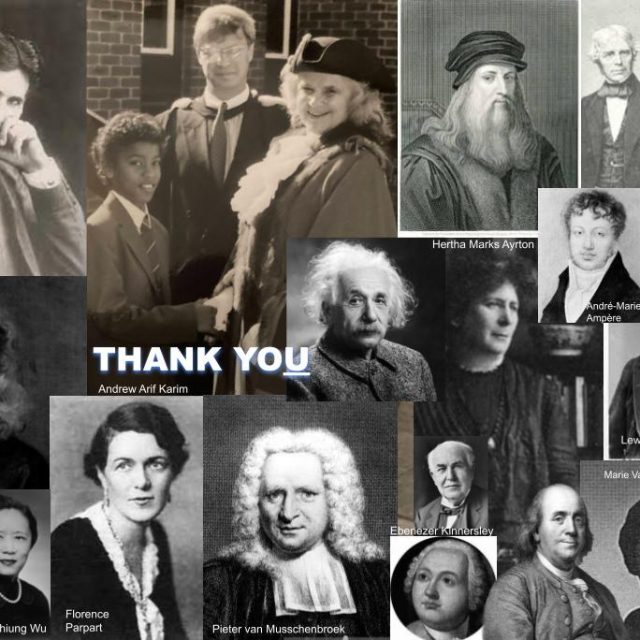 Inventors Thank you Message: Newton, Einstein, Leonardo, Tesla