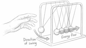 How a Newton Cradle works released ball